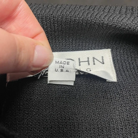 St. John Evening Black Silver Sequin Detail Wrap Sweater Dress Sz 8 - Picture 3 of 7